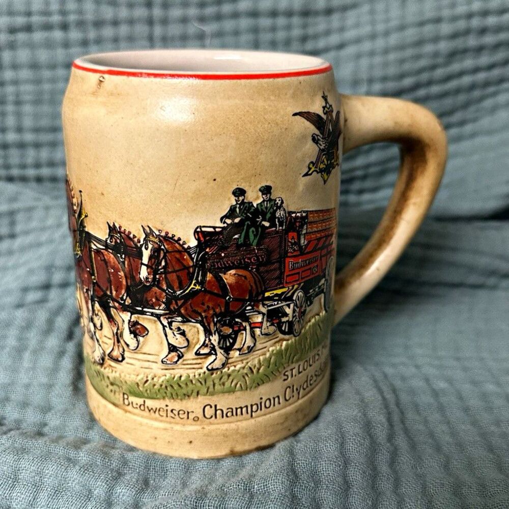 Vintage 1980 Budweiser Holiday Stein CS19 1st Edition Champion Clydesdales Mug